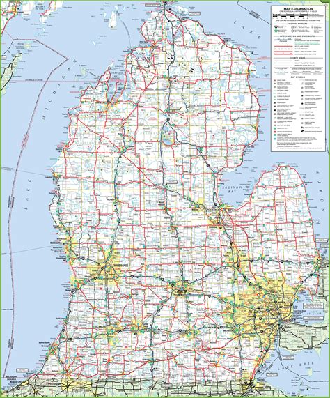 detailed map of lower michigan.